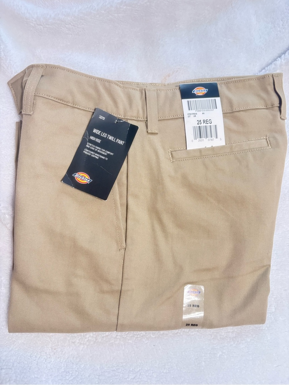 NWT Dickies Women’s High Rise Wide Leg Twill Pants Khaki 25 Regular Officecore